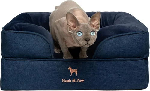 Vista 41 de NOAH & PAW Cama para perros pequeños, 20 x 15 x 8 pulgadas, cama para gatos de interior, espuma viscoelástica ortopédica de cáscara de huevo