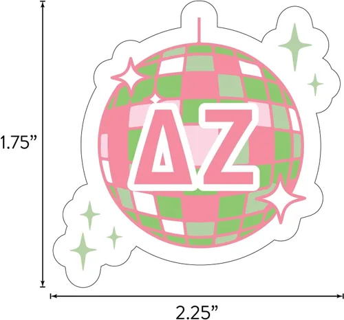 Vista 2 de Delta Zeta - Hoja de calcomanías de vinilo de diseño occidental con diseños oficiales, adhesivo extraíble, 10 calcomanías por hoja, por Sorority Shop