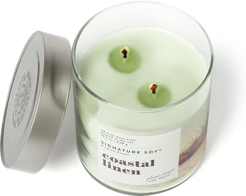 Vista 2 de Vela perfumada con tapa de Coastal Linen de Signature Soy Lino costero