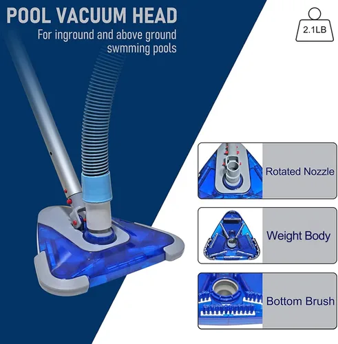 Vista 5 de POOLWHALE Mangueras profesionales de vacío de piscina de 1-1/2 pulgadas x 24 pies con puño giratorio y cabezal de vacío flexible