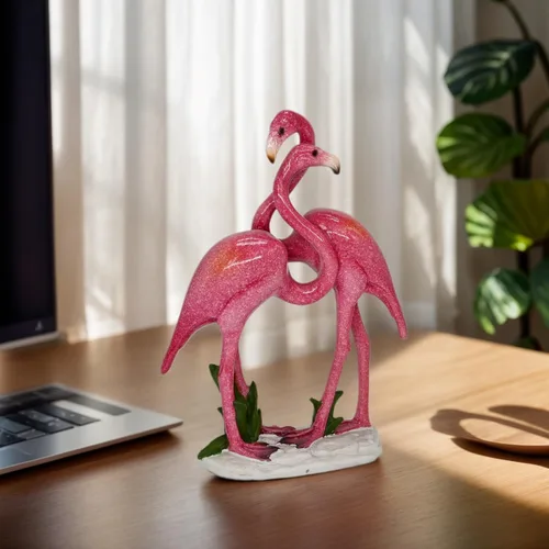 Vista 3 de Regalos de flamenco rosa para mujeres, amantes, profesores, cumpleaños, día de San Valentín, adornos de flamenco, figurita pequeña, estante, mesa