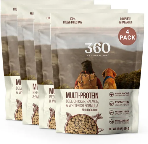 Vista 24 de 360 Pet Nutrition Alimento crudo liofilizado para perros – Receta de carne de res con hígado y órganos, alta proteína con omega-3, frutas, verduras