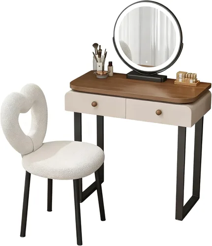 Vista 9 de Tocador de Maquillaje Grande con cajones,Spacious Storage Capacity, Modern Wood-Inspired Design, expansive countertop, Rounded Edges, Silent-Glide