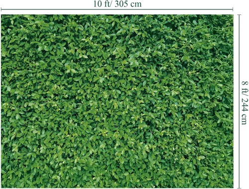 Vista 2 de Mixweer Telón de fondo de pared de hojas verdes de 8 x 10 pies, fotografía 3D de hierba vegetal, naturaleza, fondo de tela de poliéster