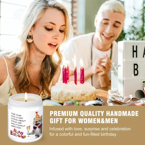 Vista 3 de Vela perfumada floral – Linda vela de cumpleaños para mujeres, mejor amiga, mamá, abuela, suegra
