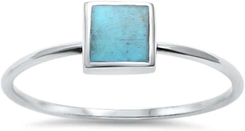 Vista 4 de Oxford Diamond Co Anillo de plata de ley con piedras preciosas de imitación cuadradas, tamaños 4-12