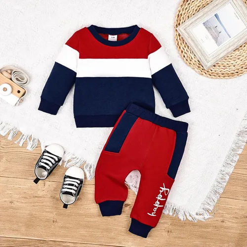 Vista 2 de Ropa de bebé niño pequeño sudadera patchwork otoño invierno camisa de manga larga pantalones conjuntos de ropa 3-24 meses