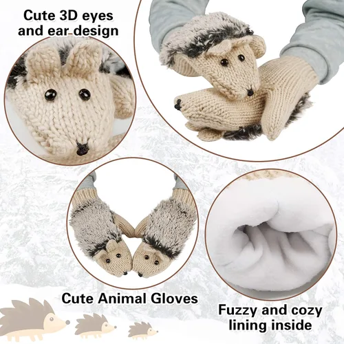 Vista 2 de Guantes de inverno supercálidos con diseño de erizo