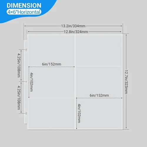 Vista 2 de Paquete de 20 páginas de repuesto para álbumes de fotos de 4 x 6 pulgadas, 12 x 12, 240 bolsillos, doble cara, transparente, a prueba de agua