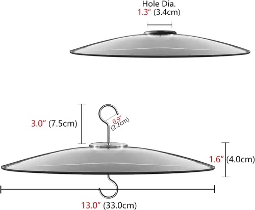 Vista 3 de Protector de lluvia de vidrio de 13 pulgadas para comedero de pájaros al aire libre – deflector en poste de pastor/poste o gancho en S colgante
