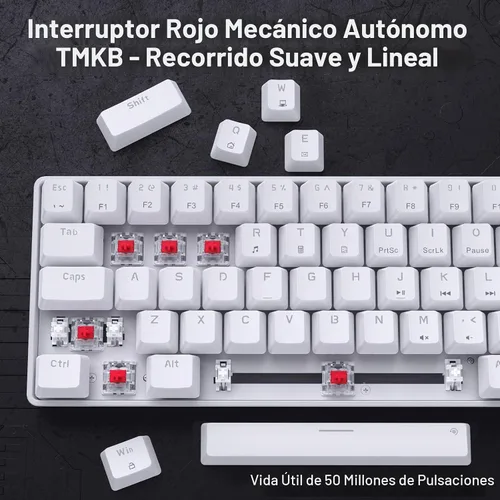 Vista 3 de DIERYA X TMKB - Teclado mecánico para juegos con cable al 60% y mouse para juegos con cable, color blanco (interruptor rojo silencioso)