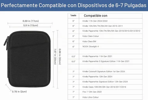 Vista 2 de Funda para Kindle y eReader de 6 a 7 pulgadas, color negro