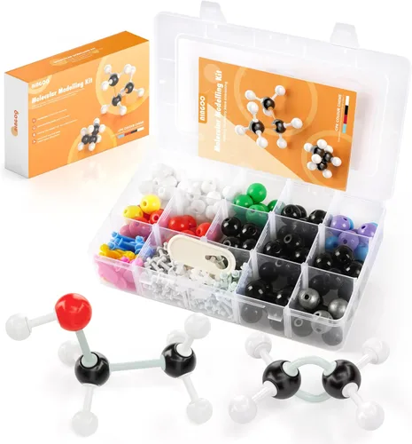 Vista 8 de Kit de modelo de química orgánica, 124 piezas, kit de modelo molecular portátil para clases de química, conjunto de modelos de elementos atómicos