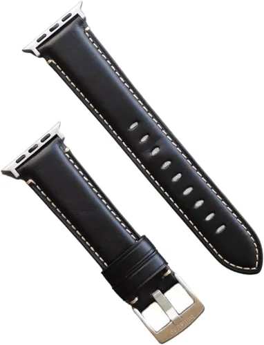 Vista 7 de Bullstrap Correa de reloj de cuero italiano de grano completo para hombre compatible con Apple Watch Series 1-8