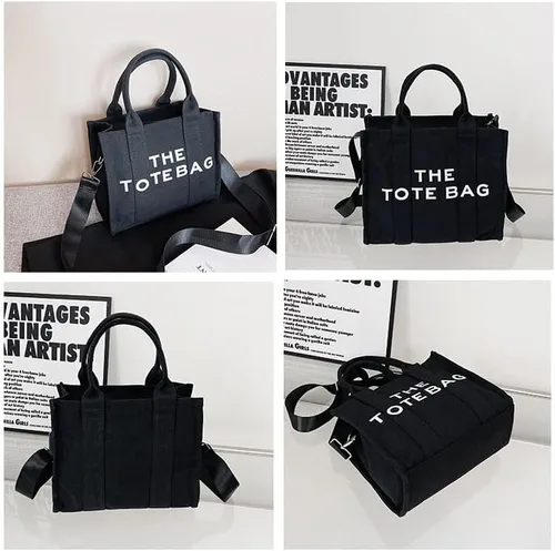 Vista 4 de The Tote Bag - Bolso cruzado de lona para mujer, bolsa de viaje de lona con cremallera, bolsas de trabajo para hombro