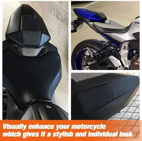 Vista 5 de MT07 FZ07 2013 2014 2015 2016 2017 Accesorios Asiento trasero Carenado Cubierta Asientos Cowl Negro Aspecto de fibra de carbono para Yamaha MT FZ 07