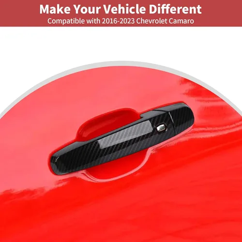 Vista 3 de CheroCar Compatible con Camaro - Cubierta para manija de puerta exterior, accesorios de decoración para exteriores compatibles con Chevrolet Camaro