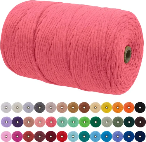 Vista 12 de JeogYong Cordón de macramé de un solo hilo 3 mm x 109 yardas (328 pies) Cuerda de algodón suave Hilo de macramé de 3 mm, suministros de macramé