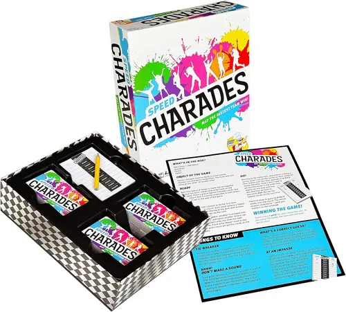 Vista 2 de Juego de fiesta Speed Charades - Juego de mesa Charades - Incluye 1400 charadas - Perfecto para grupos y noches de juego familiares
