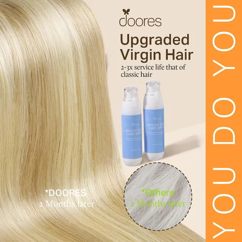 Vista 3 de DOORES - Extensiones de cabello humano real, rubio oscuro con reflejos rubio dorado, 24 pulgadas, 120 g, 7 unidades, extensiones Remy con clip