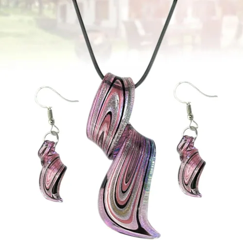 Vista 9 de Holibanna Aretes y collares en forma de espiral con colgante de cristal, joyería colgante, regalo para mujer, collar bohemio, aretes colgantes