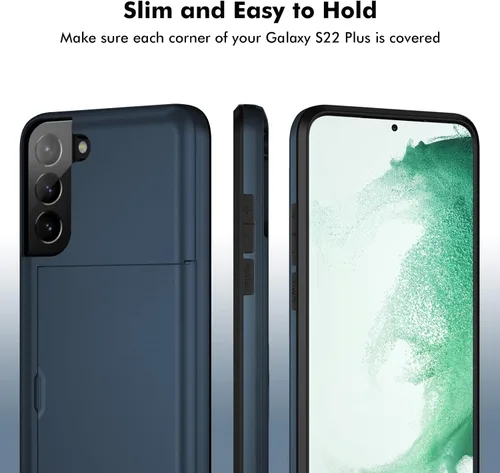 Vista 5 de Jiunai Funda para Samsung Galaxy S22 Plus Funda tipo cartera para tarjetas de crédito, soporte para efectivo, bolsillo deslizante de doble capa