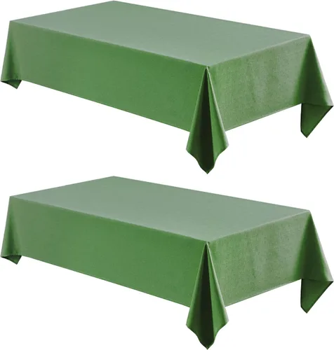 Vista 25 de Veblandy Paquete de 2 manteles rectangulares, de 52 x 70 pulgadas, resistentes al agua, sin arrugas, de lino, texturizados, lavables, manteles