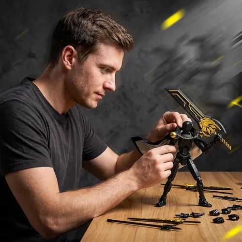 Vista 7 de DANONI Titan 13 - Juego de figuras de acción de Lucky Robot 13 impresas en 3D Las figuras de acción de robot movibles multiarticuladas incluyen un