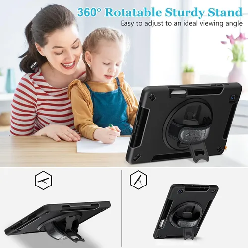 Vista 2 de Funda para Galaxy Tab S6 Lite de 10.4 pulgadas 2024/2022/2020: funda de TPU de grado militar a prueba de golpes con protector de pantalla - soporte