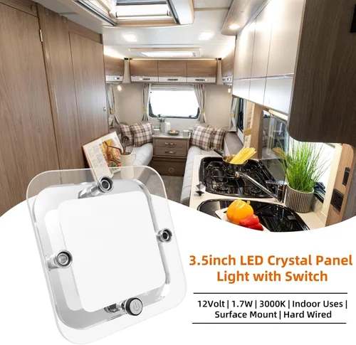 Vista 2 de Dream Lighting luz LED 12 V con plafón transparente para remolque, barco y caravana, iluminación interior, color blanco cálido.