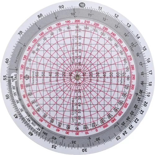 Vista 10 de E6B Circular Flight Computer Slide Rule, For Student Pilot-Flight Training