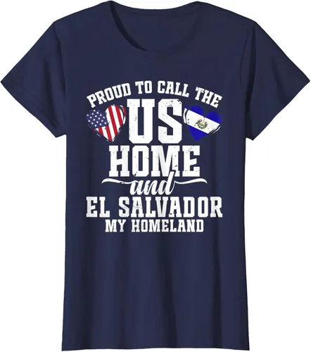Vista 23 de Traje salvadoreño para hombre y mujer, camiseta de El Salvador con la bandera de Estados Unidos, Negro -, Pequeña