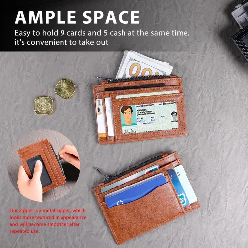 Vista 2 de Sbrinnaliao Cartera delgada para hombre, carteras de cuero para hombre, bloqueo RFID, fundas para tarjetas de crédito y organizadores de dinero