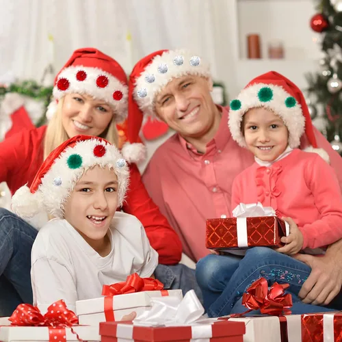 Vista 6 de Lusy DM 1200 piezas de pompones de Navidad con brillo, pompones de bolas de Navidad, escarcha de pompones para manualidades y suministros