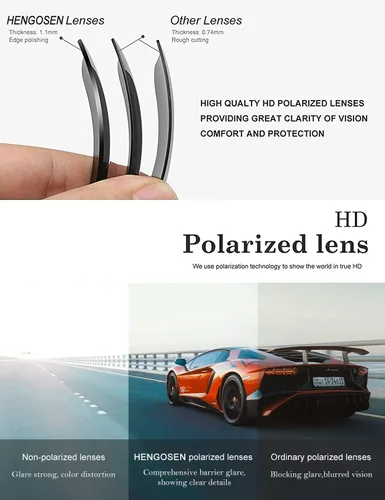 Vista 7 de HENGOSEN Lentes de sol polarizados de aviador para hombres y mujeres, marco de metal premium, lentes de sol Pilot con protección UV 400