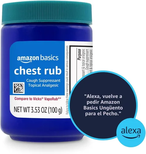 Vista 5 de Amazon Basics Pomada Analgésica Tópica y Supresora de la Tos para el Pecho, 3.53 Onzas