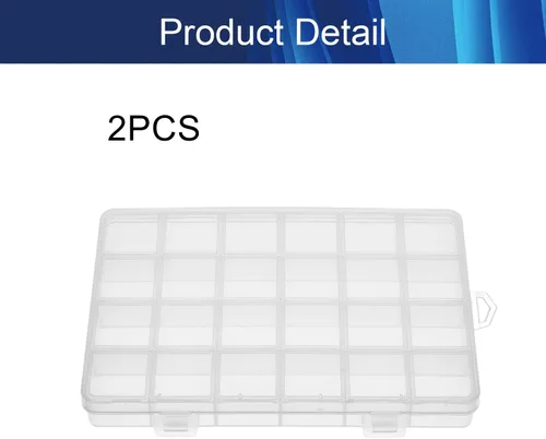 Vista 3 de Juvielich Caja organizadora de plástico transparente, contenedor de almacenamiento de 24 rejillas fijas, caja de joyería para cuentas, arte