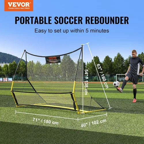 Vista 2 de VEVOR Soccer Trainer，Portable Soccer Rebounder Net, Iron Soccer Practice Equipment, Sports Football Rebounder Wall with Portable Bag, Perfect for
