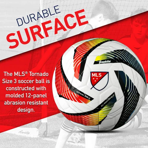Vista 4 de Franklin Sports MLS Tornado Balón de Fútbol - Cubierta Suave - Balón de Fútbol de Tamaño y Peso Oficiales - Bomba de Aire Incluida