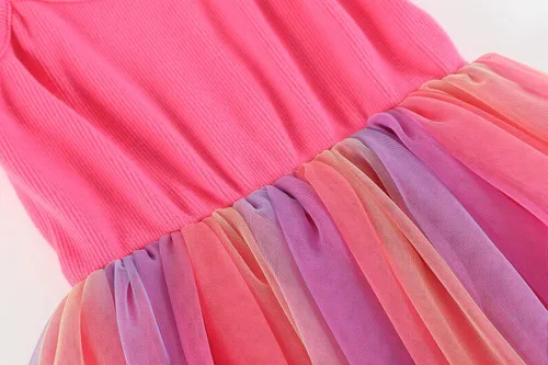 Vista 4 de Vestido tutú de manga larga para niñas pequeñas, sin mangas, vestido de tul de princesa