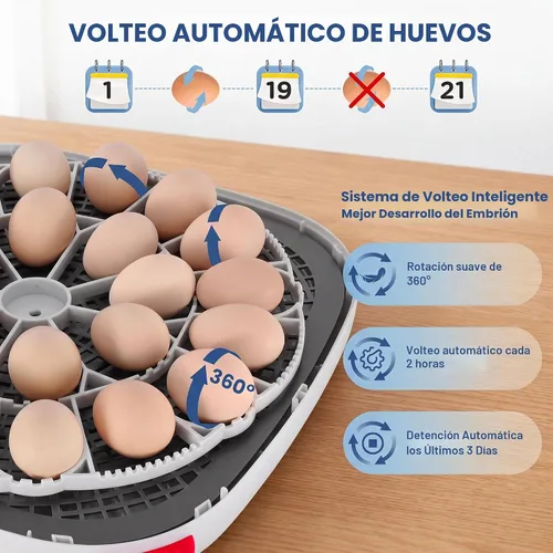 Vista 6 de Sailnovo 24 Egg Incubators for Hatching Eggs, 360° View with 4 Modes, Blue