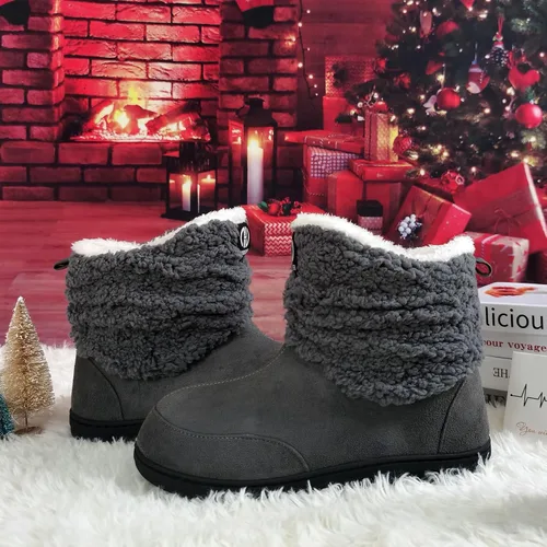 Vista 7 de JEBUKTXE Botas de invierno para hombre y mujer, botas de invierno para interiores y exteriores, pantuflas de felpa con espuma viscoelástica