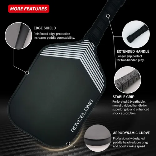 Vista 4 de Pickleball Paddles Pickleball Rackets T700 Carbon Fiber Frosted Textured Surface 16mm Core for Beginners to Advanced Players Portable Bag USAPA