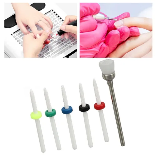Vista 4 de Juego de 6 brocas para uñas, juego de 6 brocas de uñas de cerámica para salón de manicura y pedicura