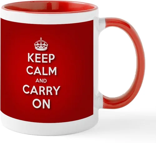 Vista 8 de CafePress Taza de café de cerámica con texto en inglés «Keep Calm And Carry On» (11 oz)