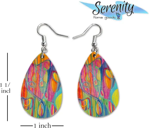 Vista 3 de Maureen Claffy Artist Collection Juego de aretes colgantes de lágrima cortados a la luz Aretes abstractos coloridos Aretes colgantes bohemios