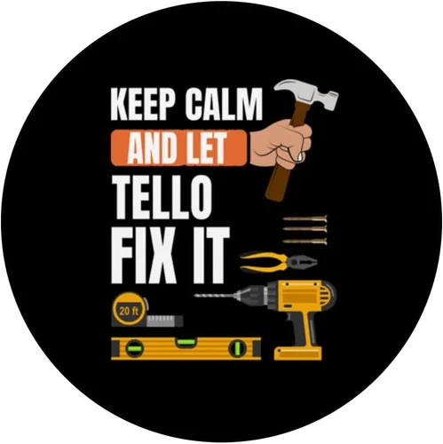Vista 3 de Mantén la calma y deja que Tello lo arregle, trabajador de la construcción PopSockets intercambiables PopGrip