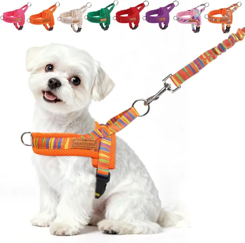 Vista 44 de BEAUTYZOO Arnés para Perros Pequeños, Juego de Arnés y Correa sin Tirones, Arnés de Pecho para Cachorros a Prueba de Escapes con Mango, Arnés Beige
