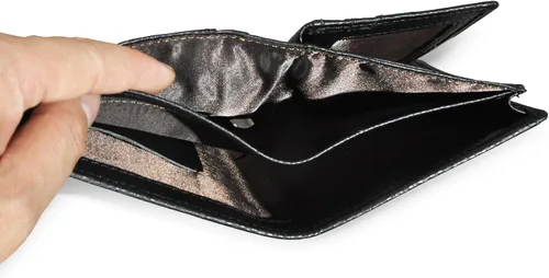 Vista 6 de Handadsume Genuino caballo loco cuero viaje regalo moneda bolsillo tarjeta caso largo organizador cadena Rfid monedero con broche para hombres