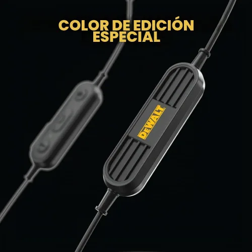 Vista 3 de DEWALT Auriculares de Banda para el Cuello Bluetooth de Servicio Pesado - Edición Especial Negra, Auriculares Inalámbricos Bluetooth 5.2